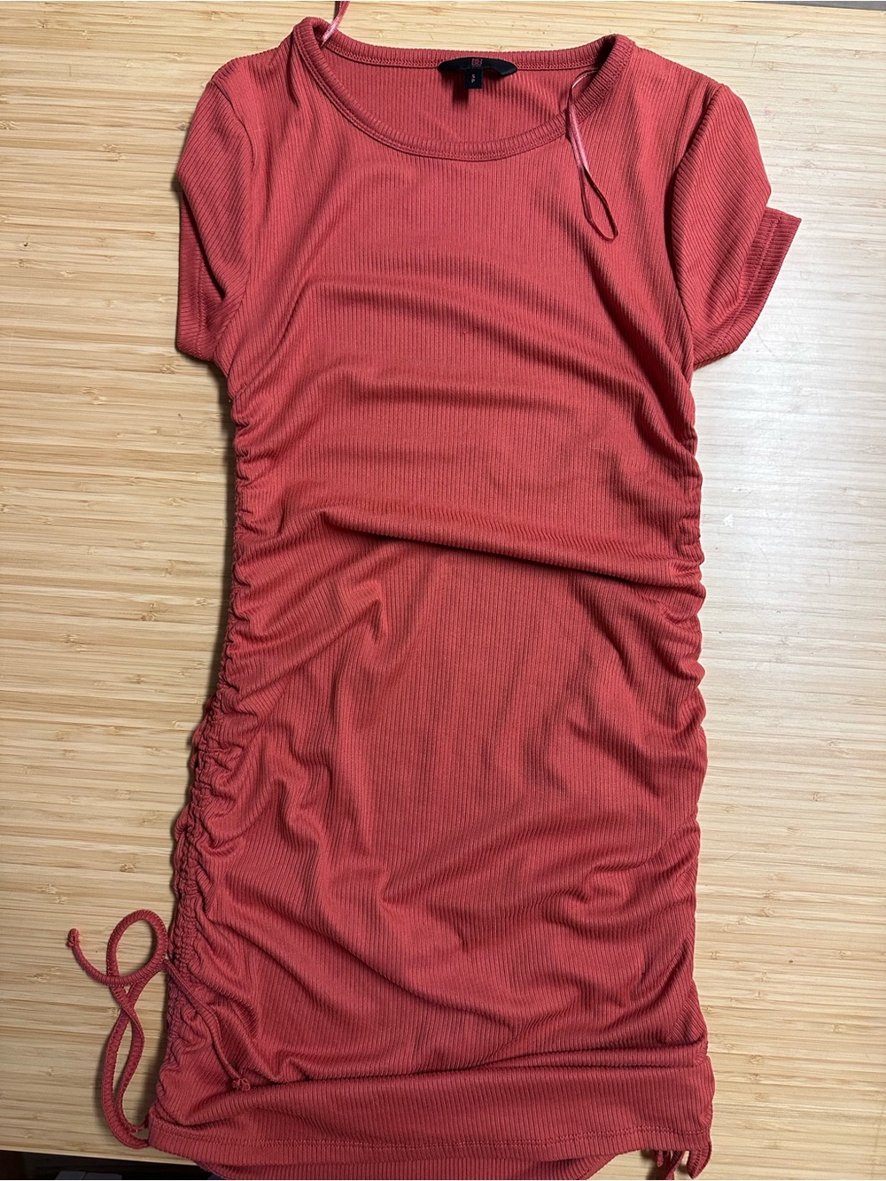 No Boundaries Cinchable Ribbed Mini Dress